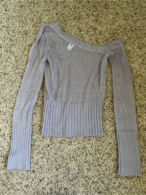 BDG Lavender Off-the-Shoulder Knitted Sweater